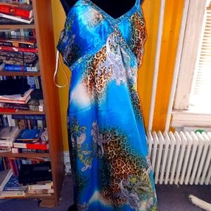 Nischelle Blue Jungle Print long dress w/Shawl
